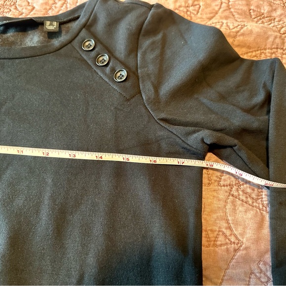 Susan Graver Weekend Regular Brushed Back Knit Tunic with Button Detail-Black-XS - Picture 5 of 14